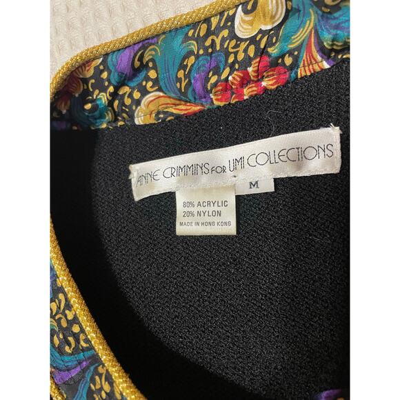 VTG Anne Crimmins for Umi Collections Black Floral Pleated Silk Skirt Set Med 10 - Picture 7 of 16